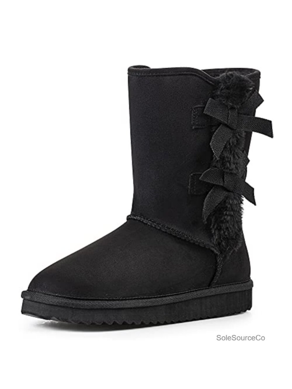 Suede Snow Boots Mid-Calf Winter Faux Fur Lined Non-Slip Pull-On